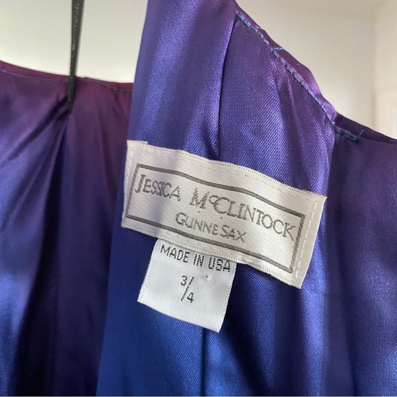 NWT 80s Gunne Sax Jessica McClintock Ombré Acetate Blue Purple Prom Dress Formal - Picture 6 of 16